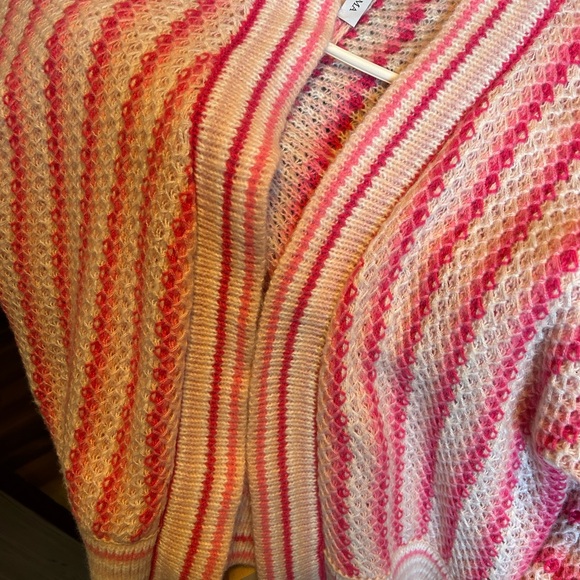 Striped Pink and White Knit Cardigan - Picture 3 of 4